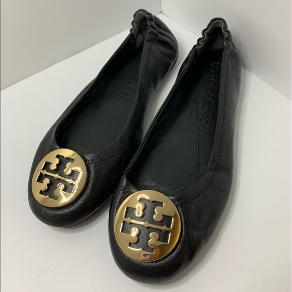 Tory Burch Shoes - NWOB AUTHENTIC TORY BURCH MINNIE TRAVEL BALLET FLAT, LEATHER PERFECT BLACK SZ 8m